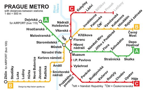mapa metro praga prague