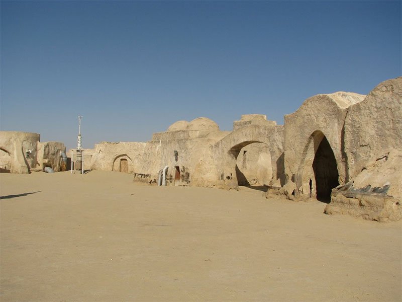 Mochilão Galático localizações dos sets de Star Wars Mos Espa, Tatooine Planet,