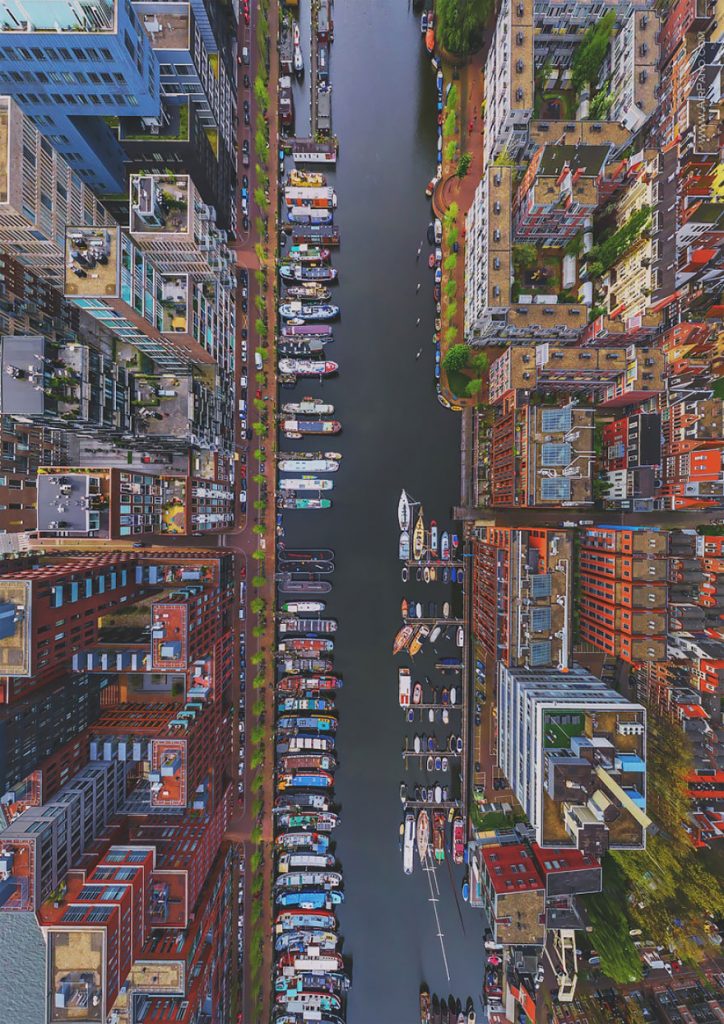 lugares incríveis Westerdok Disctrict-Amsterdam-fotografia-aerea