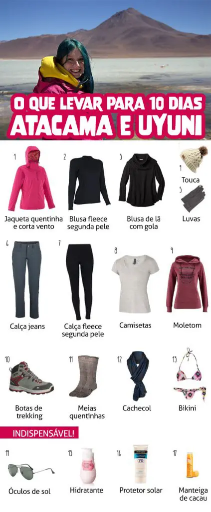 o que levar para 10 dias atacama e uyuni