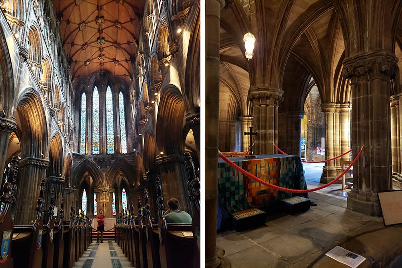 Interiores da Catedral de Glasgow e túmulo de São Mungo