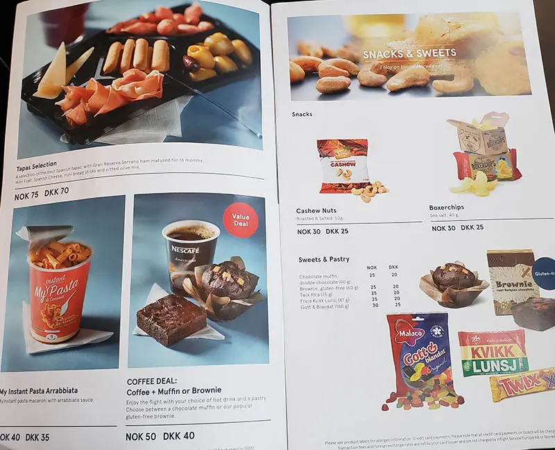 menu norwegian air voar