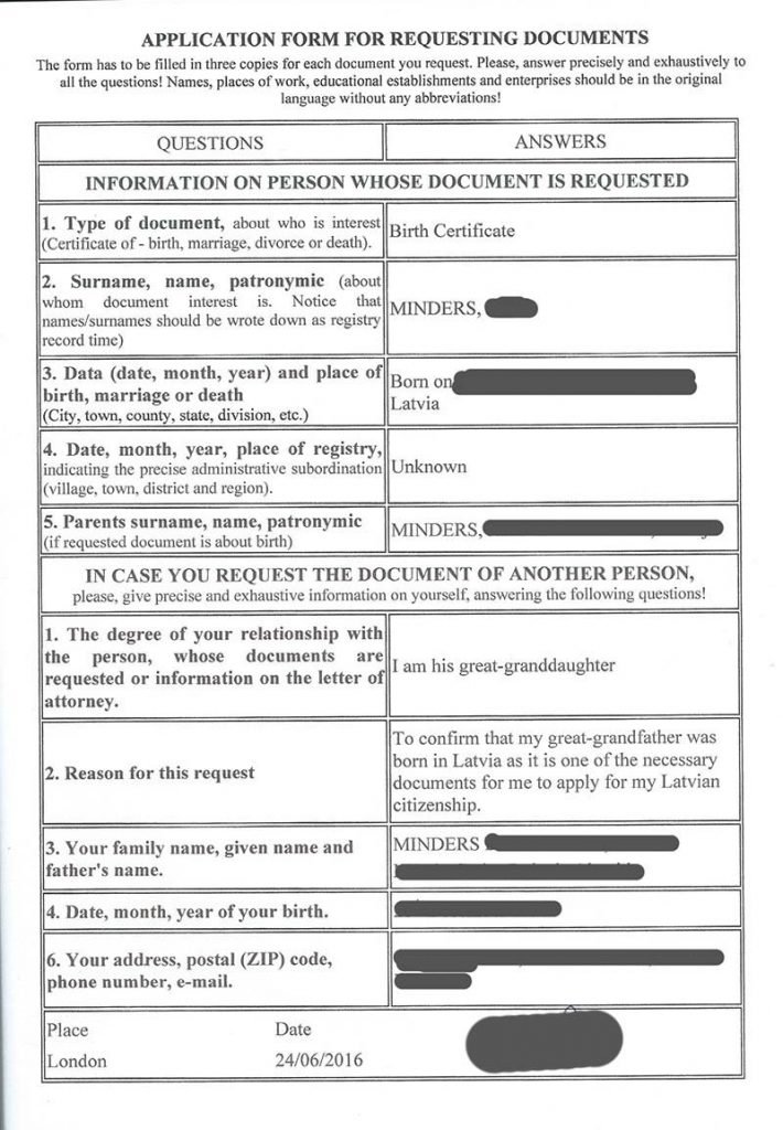 formulario requerimento de documento cidadania