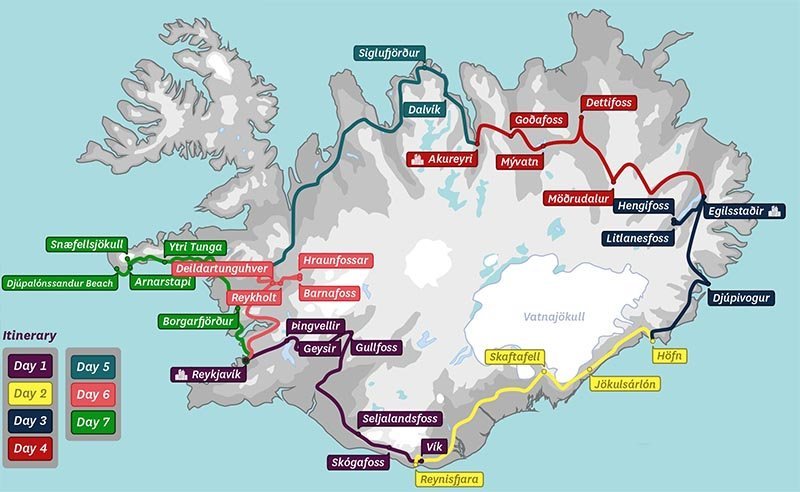 Mapa roteiro Islândia Ring Road