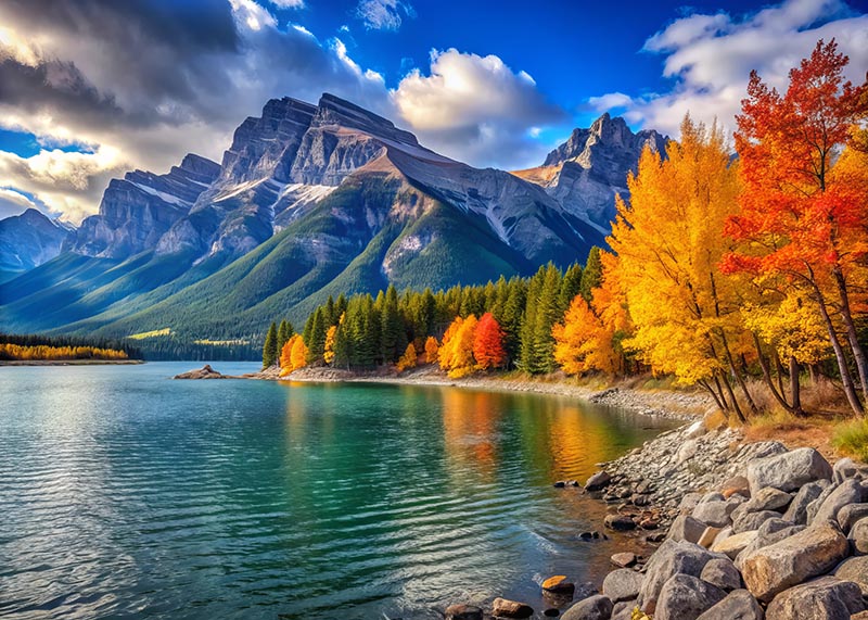 lago minnewanka durante o outono