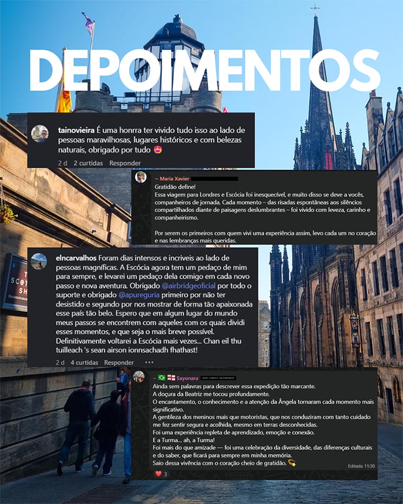 depoimentos viagem em grupo escocia