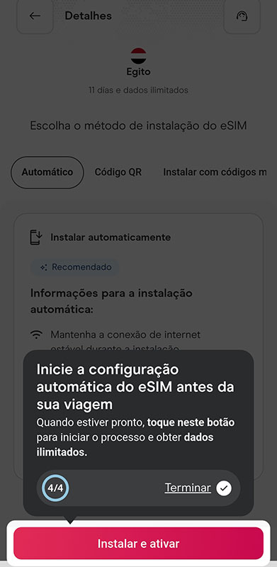 ativar esim da holafly antes da viagem