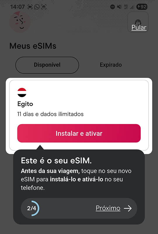 como instalar o esim da holafly