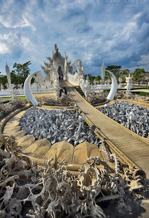 templo branco Tailândia vista wat Rong Khun