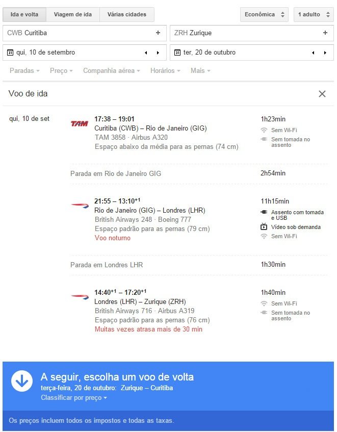 Encontre passagens baratas com Google Flight sem taxa