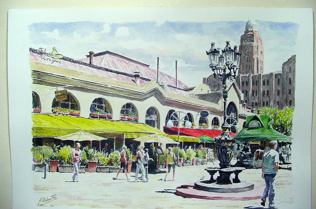 Mercado_del_Puerto saralegui aquarela uruguai