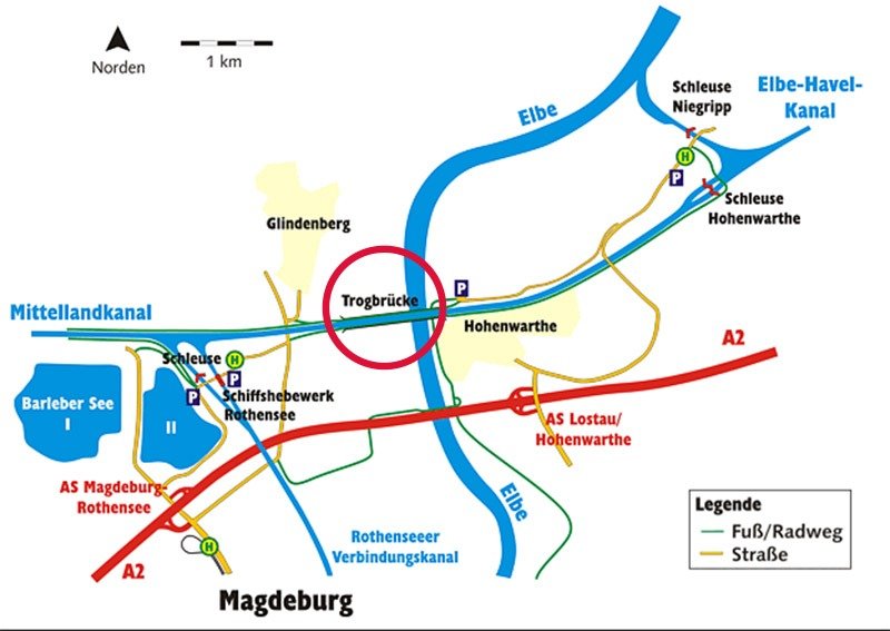 mapa ponte de agua barco magdeburg