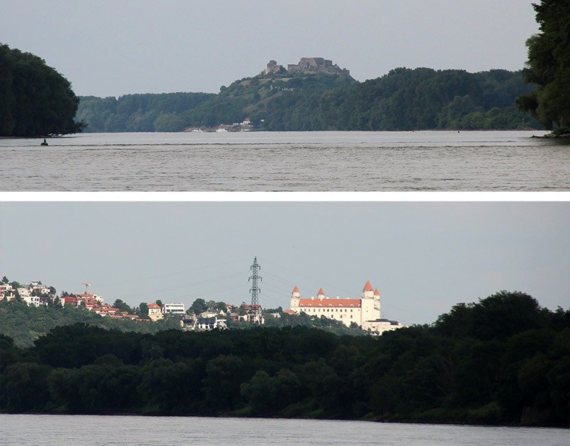 castelos de bratislava visto do rio do barco